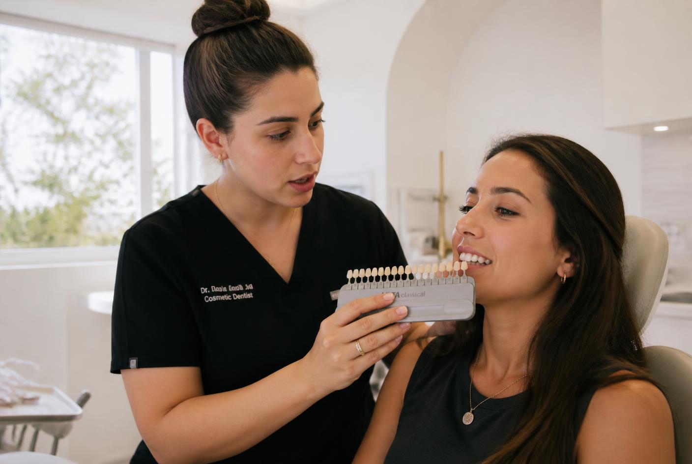 Shade selection before bonding thin veneers