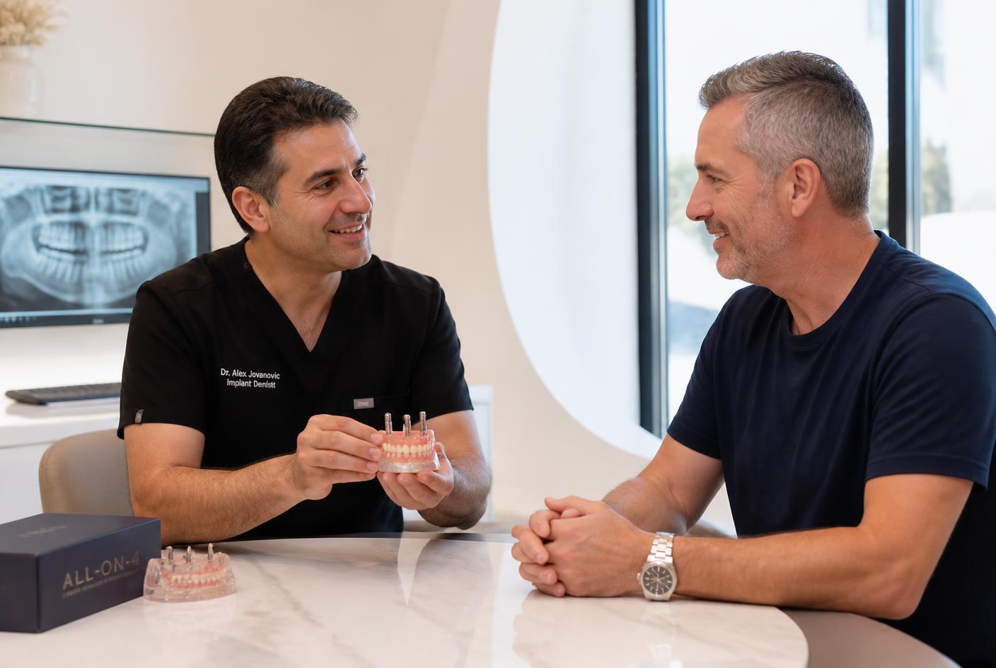 Full-arch implant restoration on four implants