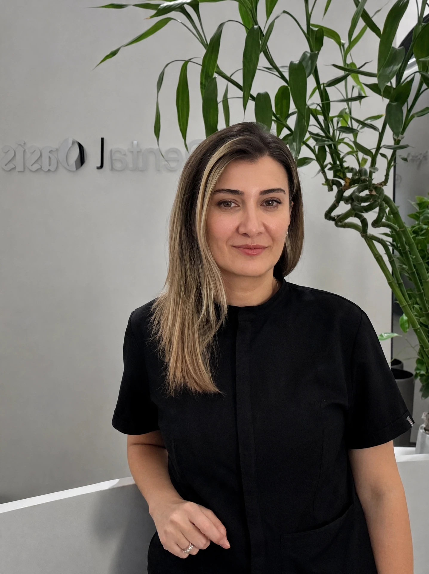 Dr. Irma Marku at the Dental Oasis Tirana reception