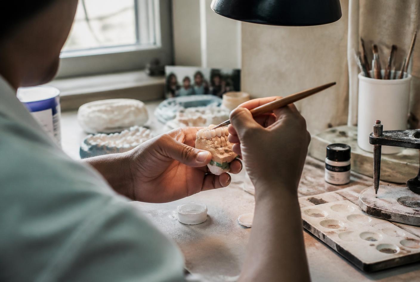 Layered porcelain veneers built in the laboratory
