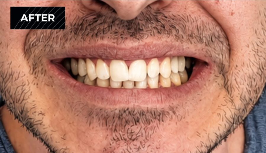 After treatment, Stained enamel cleaned, whitened and polished, Dental Oasis Tirana
