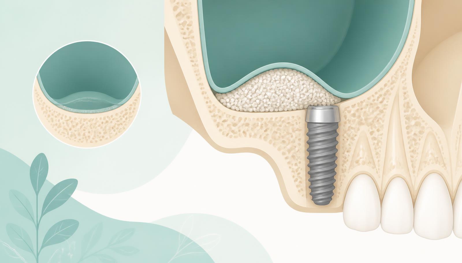 Bone graft granules and membrane on a sterile surgical tray