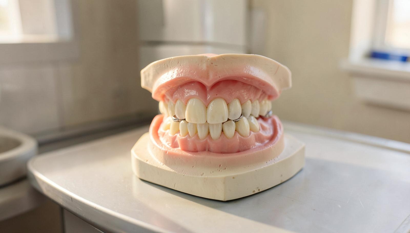 Complete denture and implant attachments at a dental clinic in Tirana, Albania