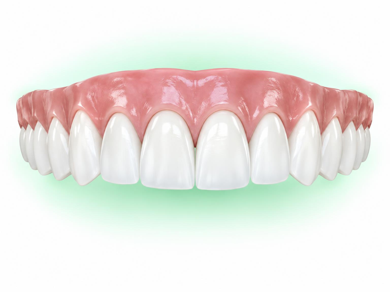 Illustration of an even upper arch of natural-looking ceramic front teeth