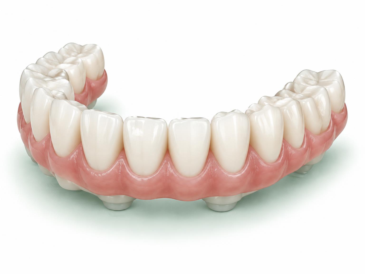 Illustration of a finished full-arch zirconia bridge