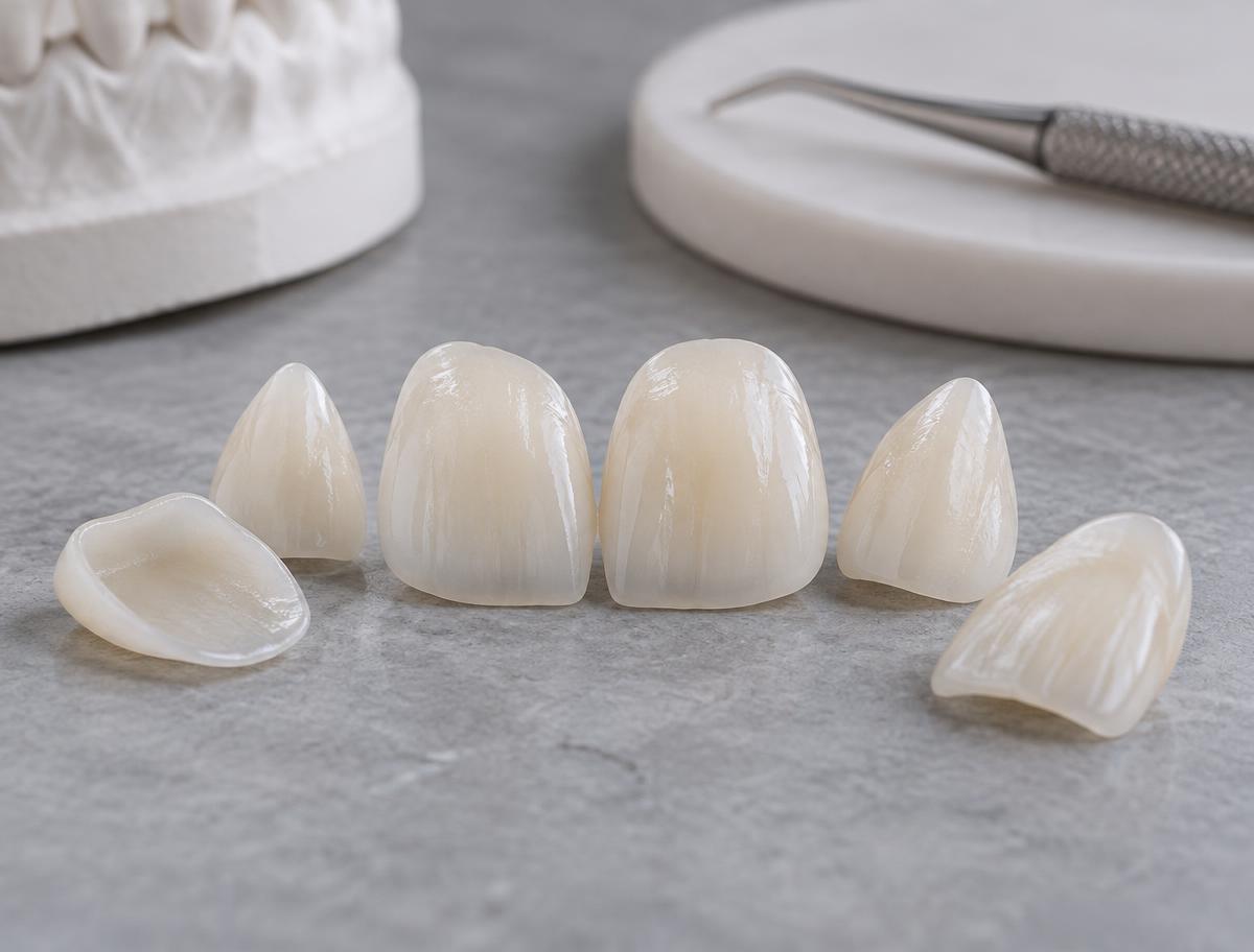 Illustration of opaque high-strength zirconia veneers